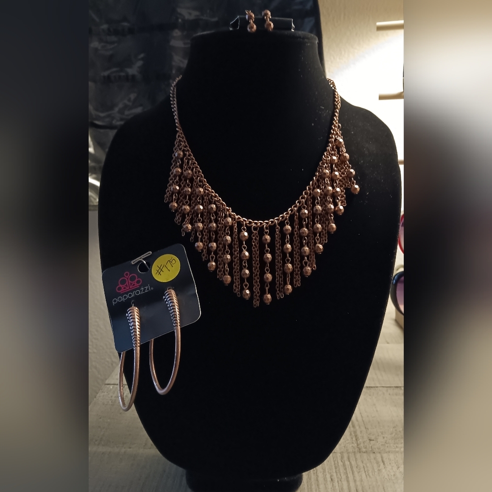 Paparazzi Copper Necklace and Earring Set